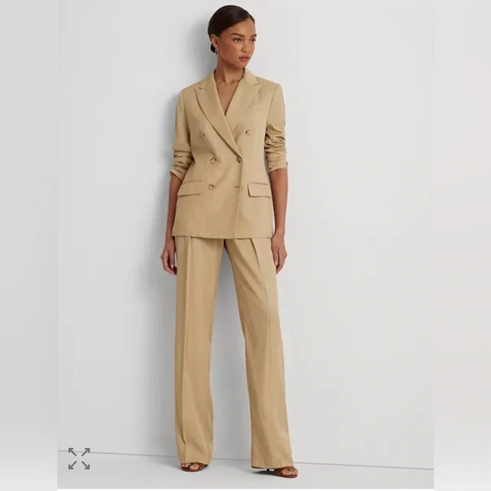 Lauren Ralph Lauren Double Peak Lapel Jacket in Tan Size 12. NWT